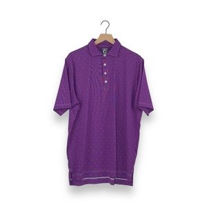 FootJoy Purple Light Blue Diamond Pattern Athletic Fit Short Sleeve Polo Shirt